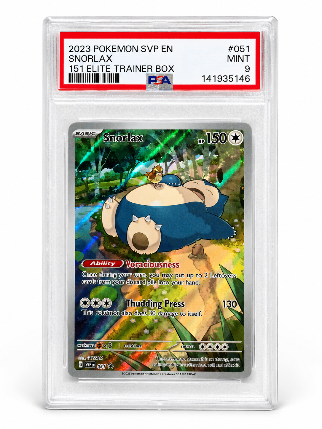 PSA 9 Snorlax 151 ETB Promo #051 – 2023 Pokémon Scarlet & Violet SVP Holo