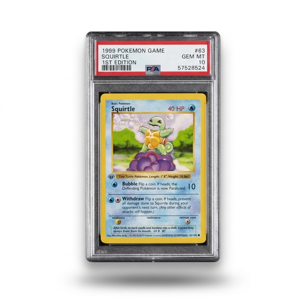 1999 Pokémon Base Set 1st Edition #63 Squirtle Holo PSA 10 – Gem Mint