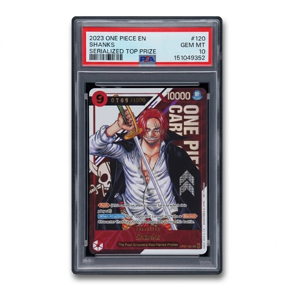 2023 One Piece TCG Serialized Top Prize Shanks Promo #789/1000 – PSA 10 Gem Mint