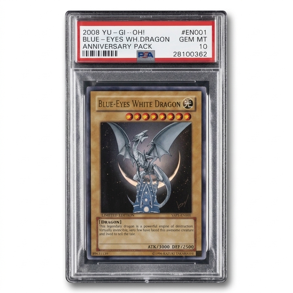 2008 Yu-Gi-Oh! Anniversary Pack #EN001 Blue-Eyes White Dragon – PSA 10 Gem Mint