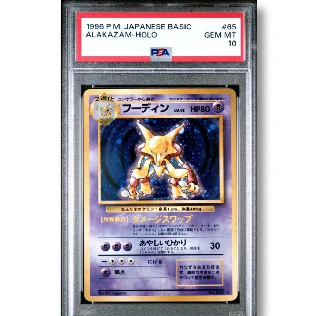 1996 Pokémon Japanese Base Set Alakazam Holo #65 PSA 10 GEM MINT